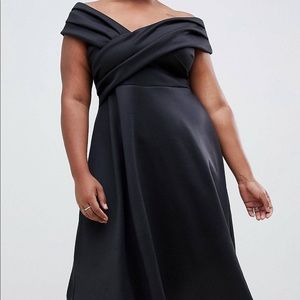 Black Bardot Midi Dress
